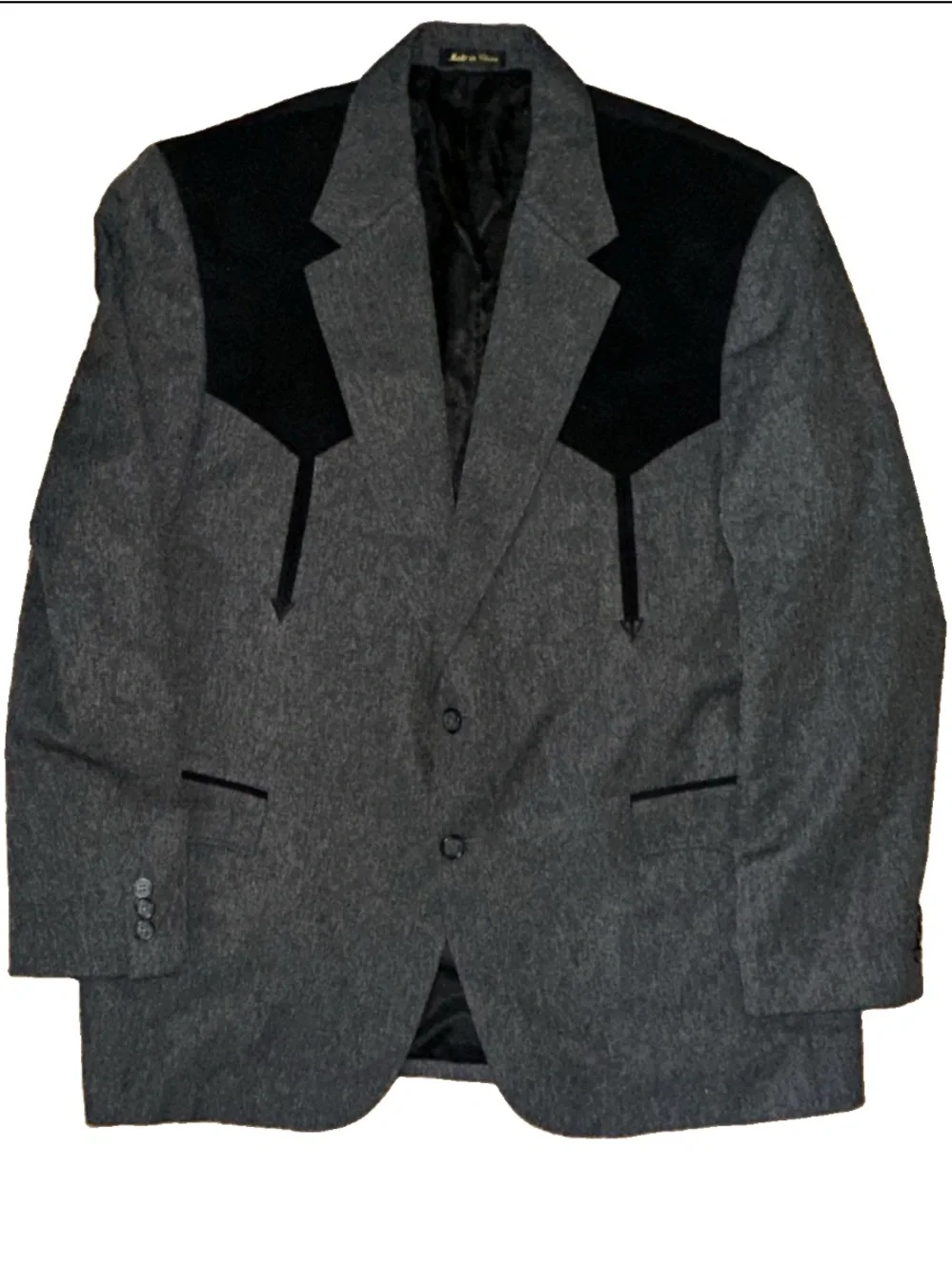Circle S Blazer Western Sport Coat Black Grey Men Size 46R
